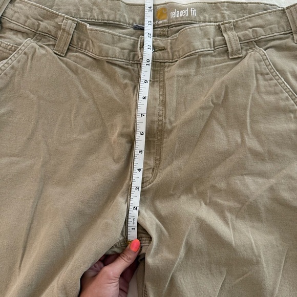 Carhartt Jeans Mens Brown Relaxed Fit Canvas Khaki Work Utility - Picture 10 of 11